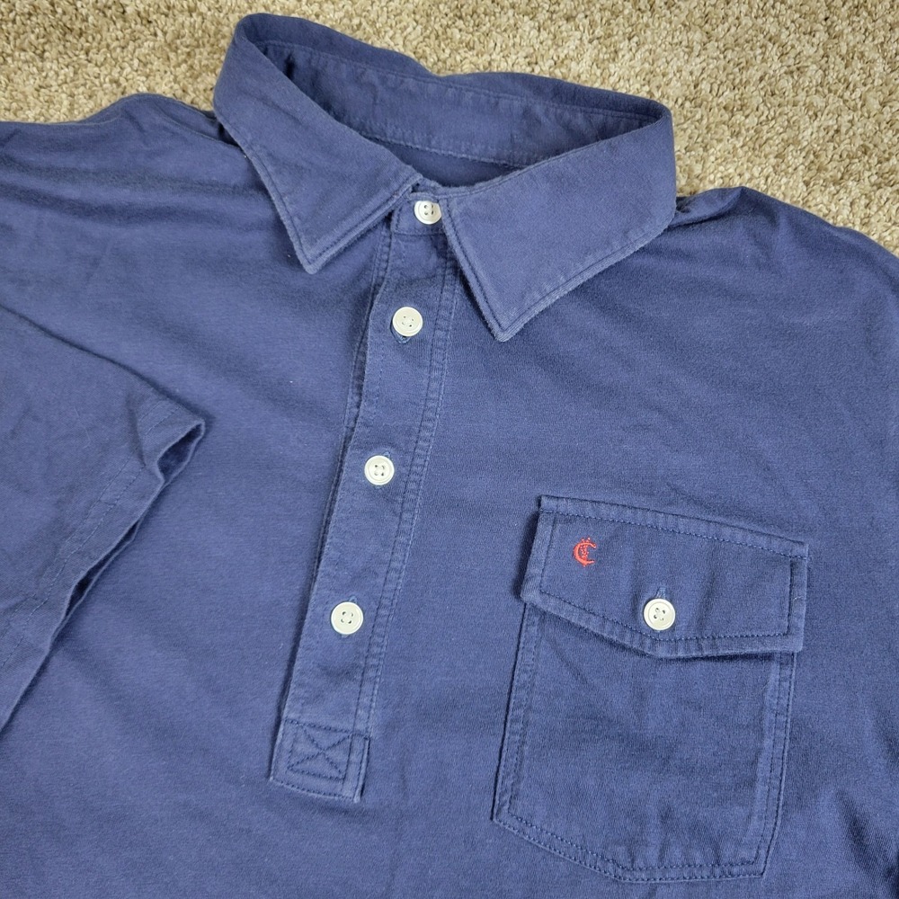 Criquet Mens Large Solid Blue Stretch Knit Polo Short Sleeve
